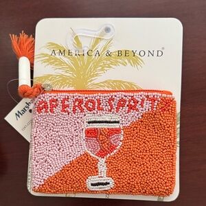 America & Beyond Orange Pink Beaded Aperol Spritz Card Holder